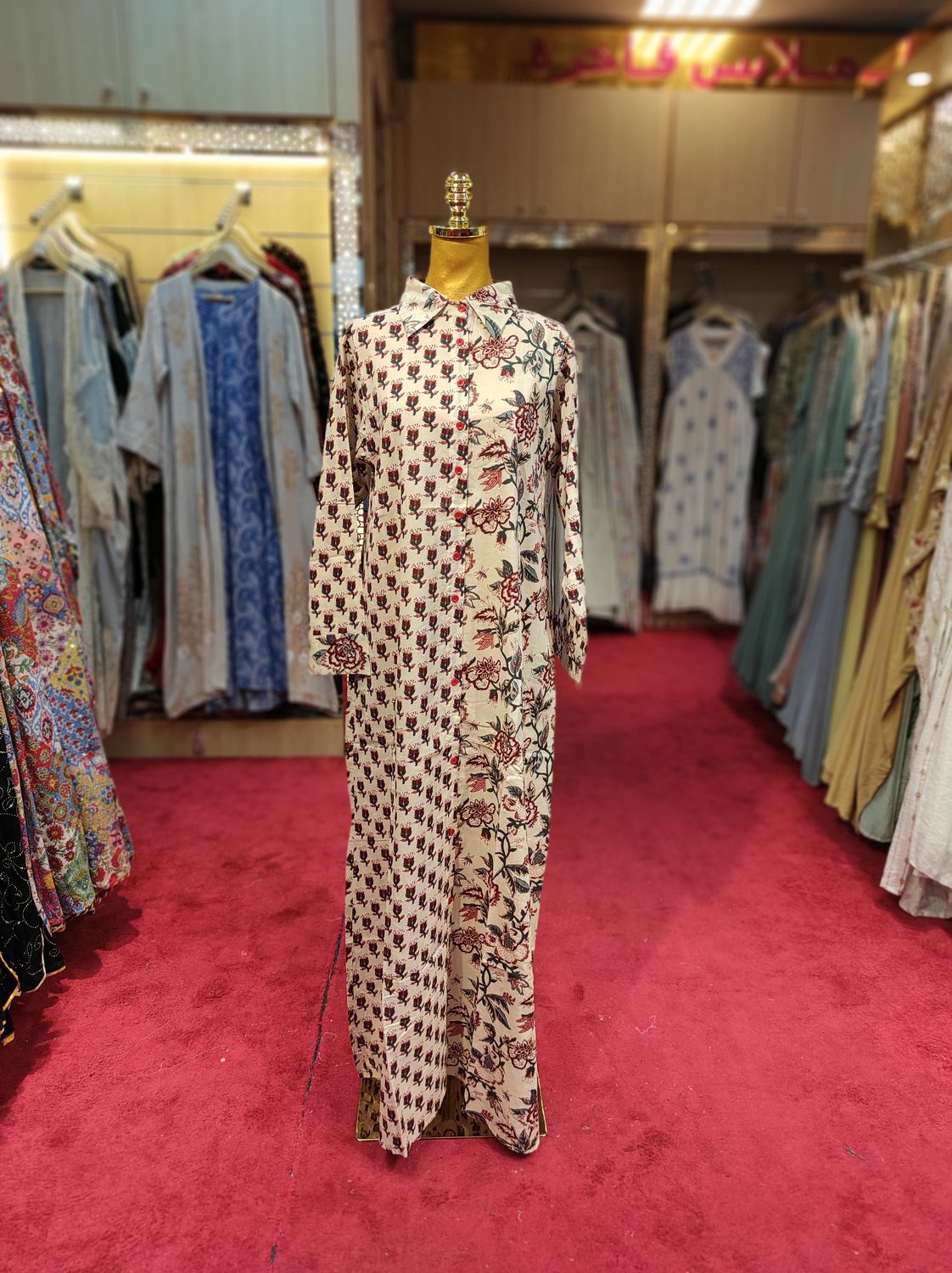 L/XL Singapore Printed Cotton Dress 57" Long Jalabiya