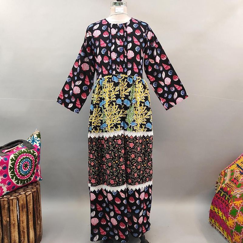 S/M Special Printed Cotton Dress 58" Long Jalabiya