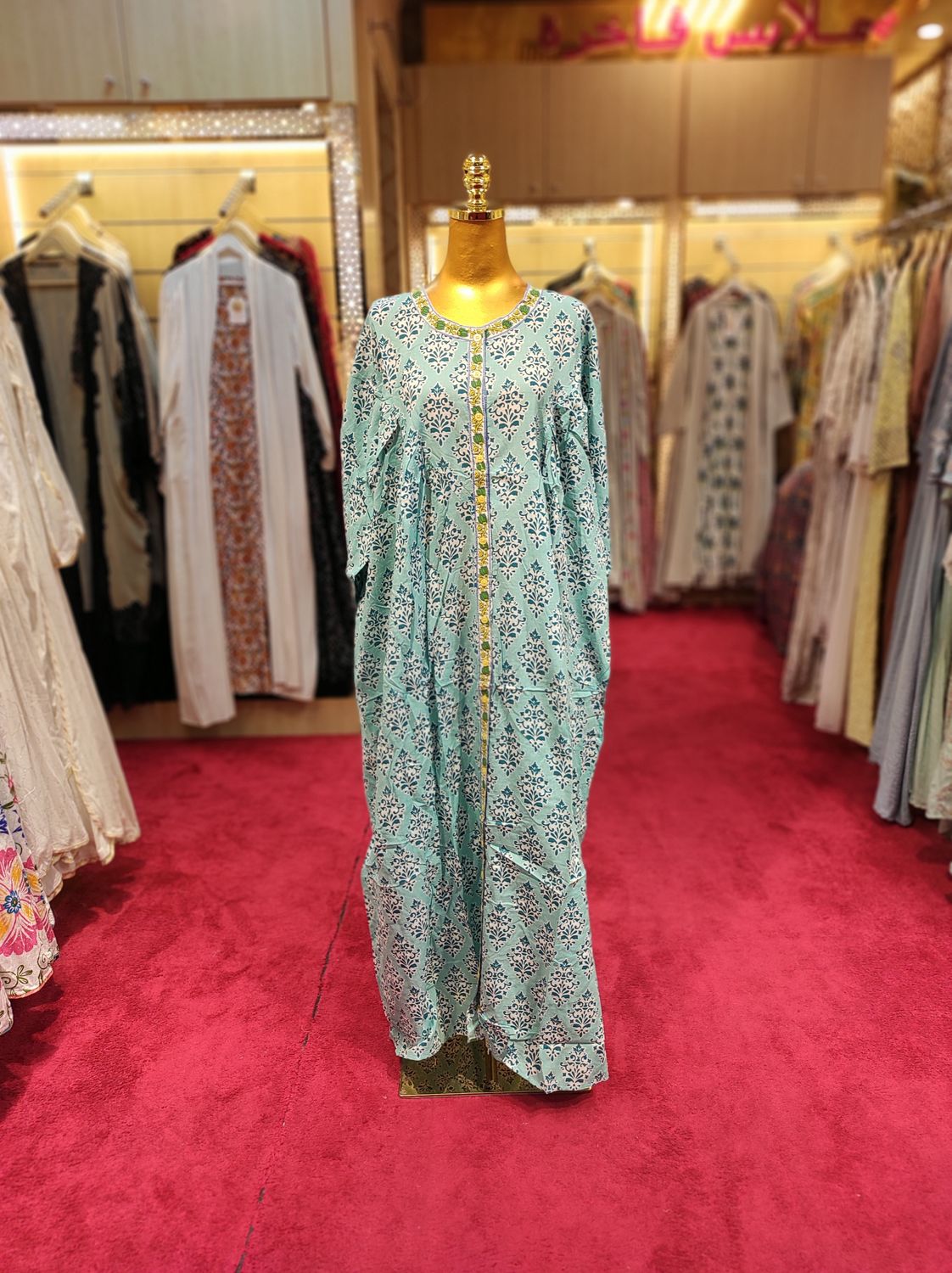 2XL/3XL Azalea Printed Cotton Dress 57" Long Jalabiya