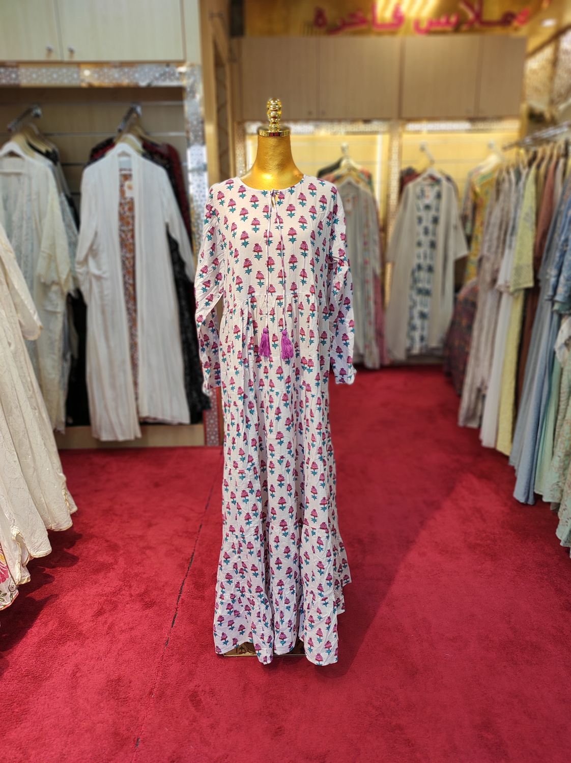 L/XL Razia Printed Cotton Dress 57" Jalabiya