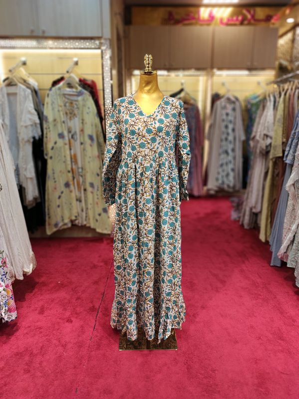 S/M Special Multi Printed Cotton Dress 57" Long Jalabiya