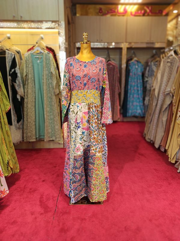 2XL/3XL Special Printed Cotton Dress 57" Long Jalabiya