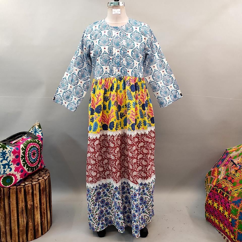 L/XL Special Printed Cotton Dress 58" Long Jalabiya