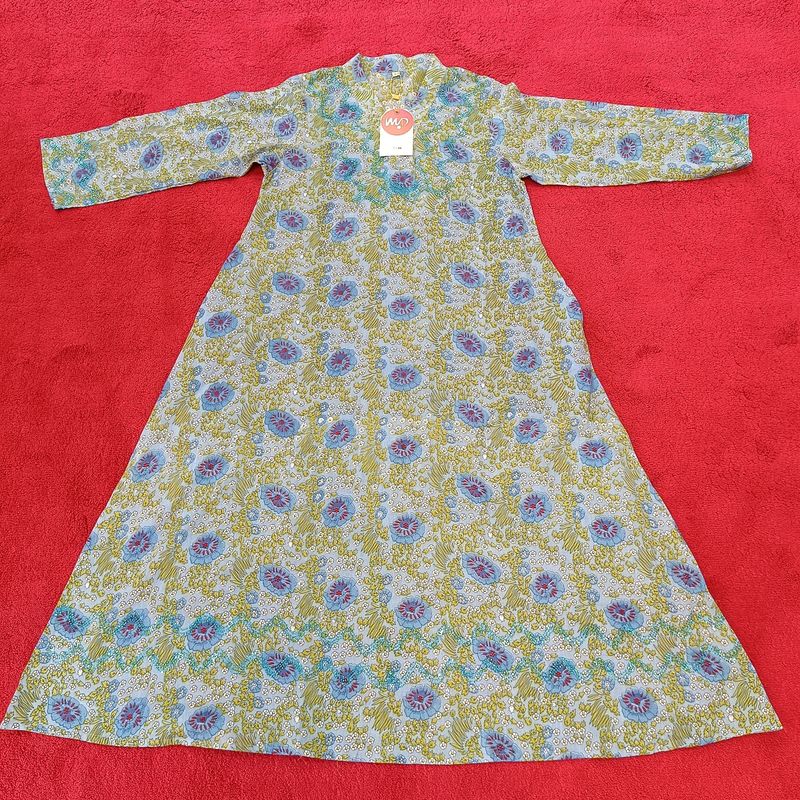 8-9 Year Teena Crystal Printed Cotton Girls Dress 42" Long Jalabiya