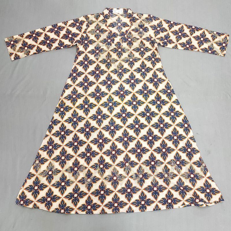 6-7 Year Teena Printed Cotton Girls Dress 34" Long Jalabiya