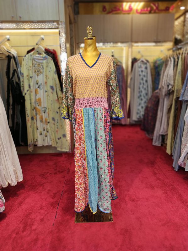 L/XL Zayna Printed Cotton Dress 56" Long Jalabiya