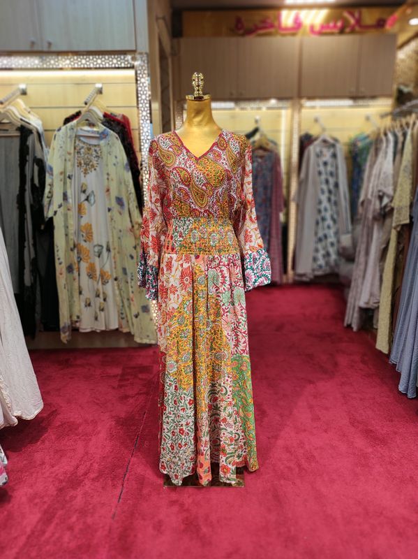 2XL/3XL Musira Multi Printed Cotton Dress 57" Long Jalabiya