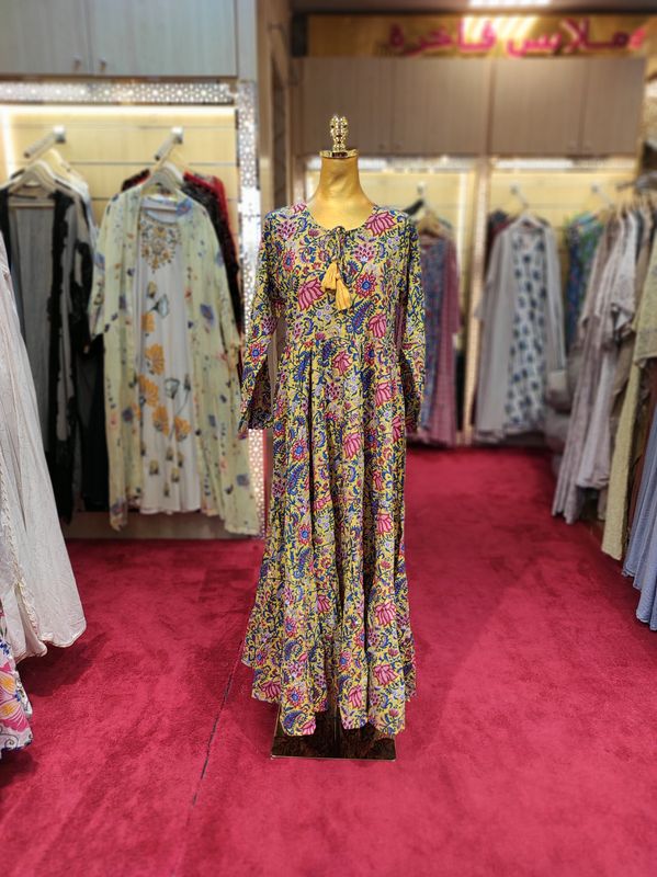 S/M Razia Crystal Cotton  Dress 57" Long Jalabiya