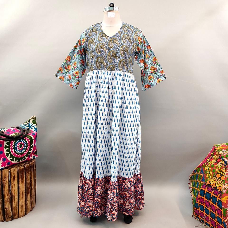 L/XL Special Printed Cotton Dress 58" Long Jalabiya
