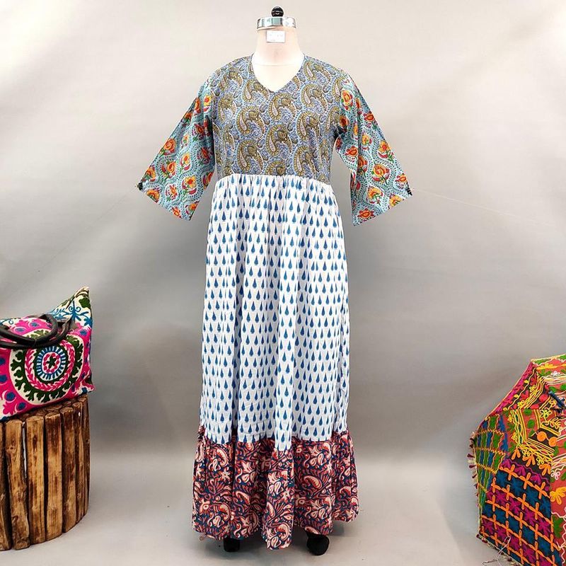 L/XL Special Printed Cotton Dress 58" Long Jalabiya