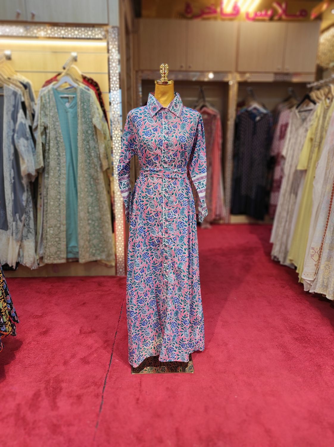 2XL/3XL Tansy Printed Cotton Jalabiya Dress 57" Long