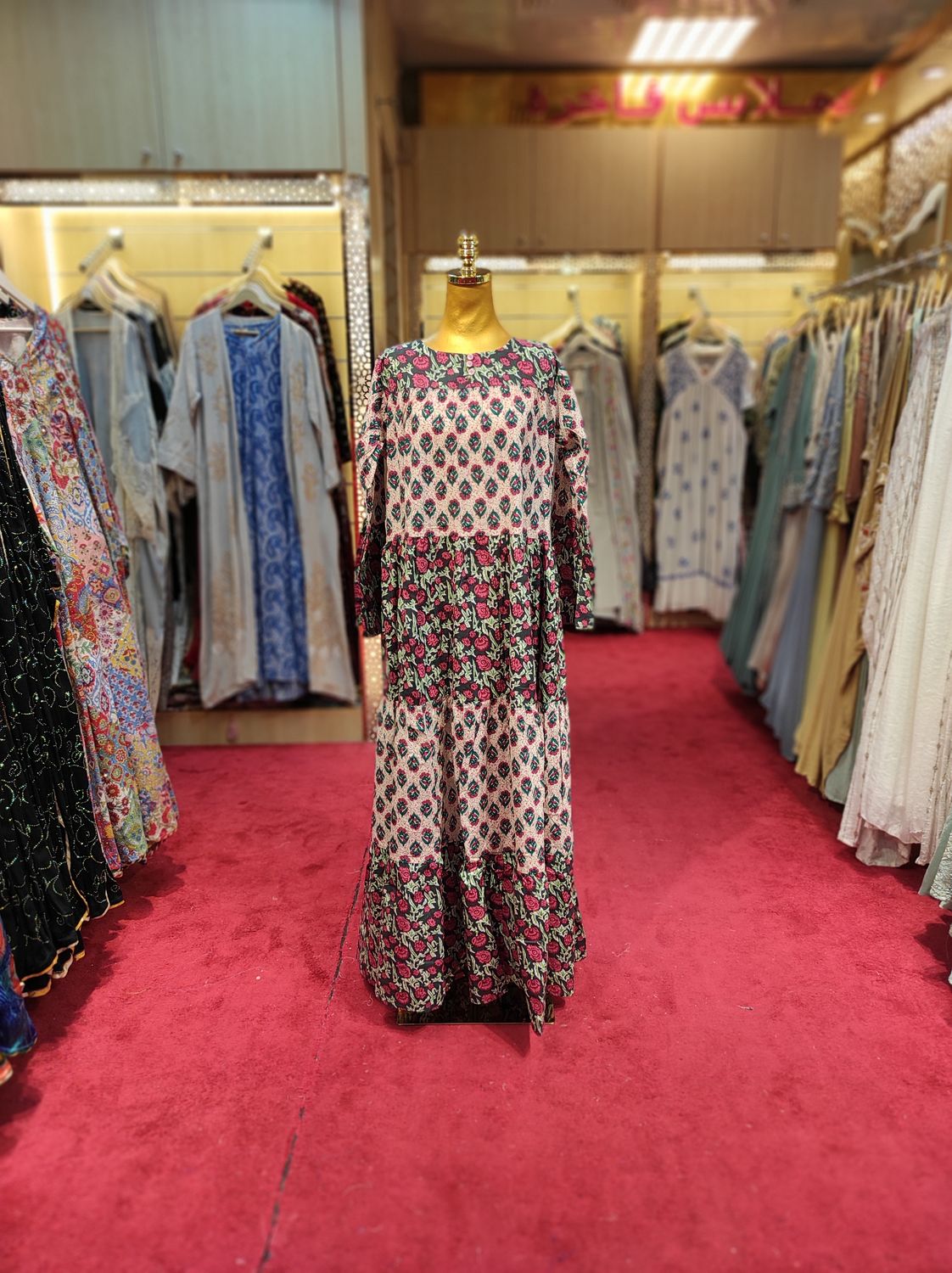 S/M Moon Printed Cotton Dress 57" Long Jalabiya