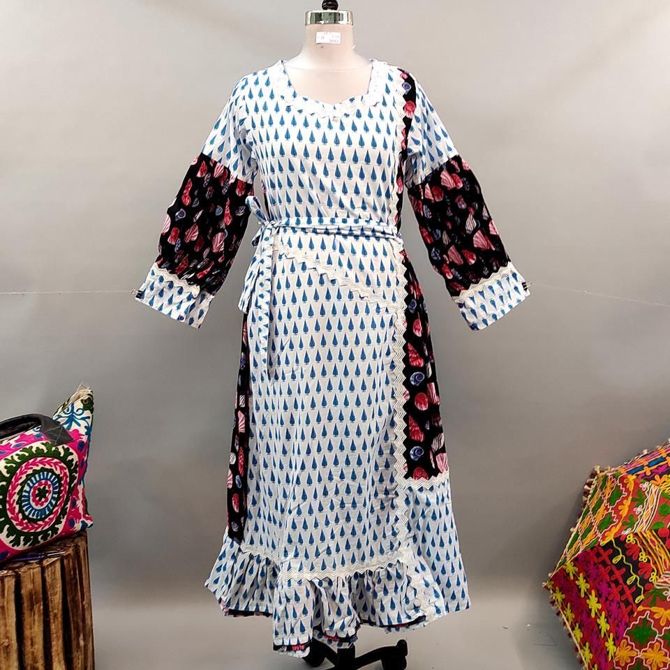 XS/S Ayaana Printed Cotton Dress 54" Long Jalabiya