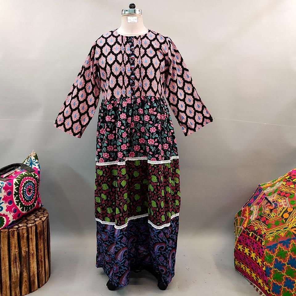 L/XL Special Printed Cotton Dress 58" Long Jalabiya