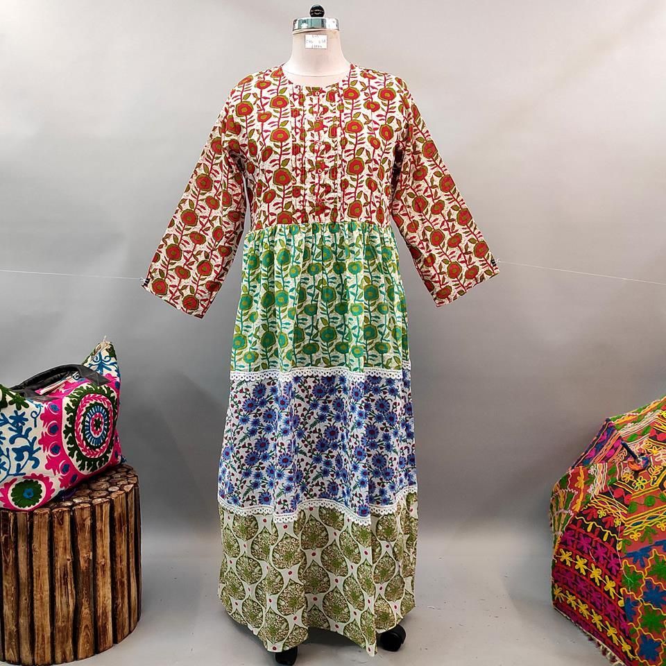 L/XL Special Printed Cotton Dress 58" Long Jalabiya