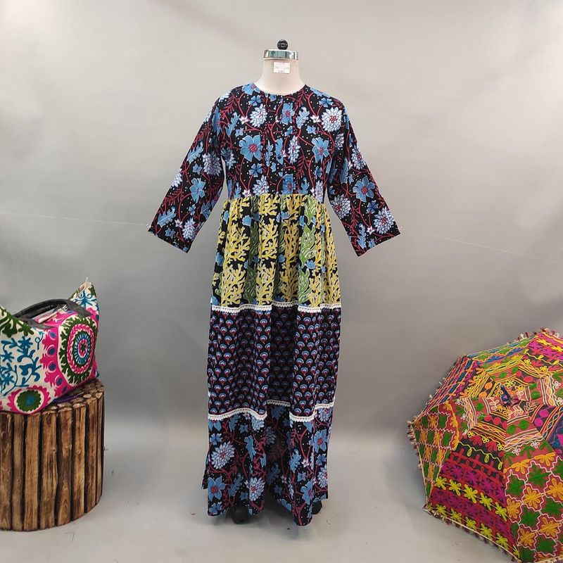 L/XL Special Printed Cotton Dress 58" Long Jalabiya