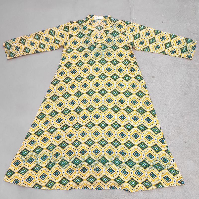 6-7 Year Teena Printed Cotton Girls Dress 34" Long Jalabiya