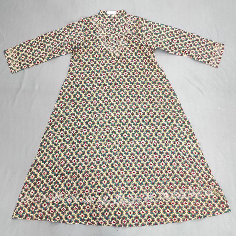 8-9 Year Teena Printed Cotton Girls Dress 34" Long Jalabiya