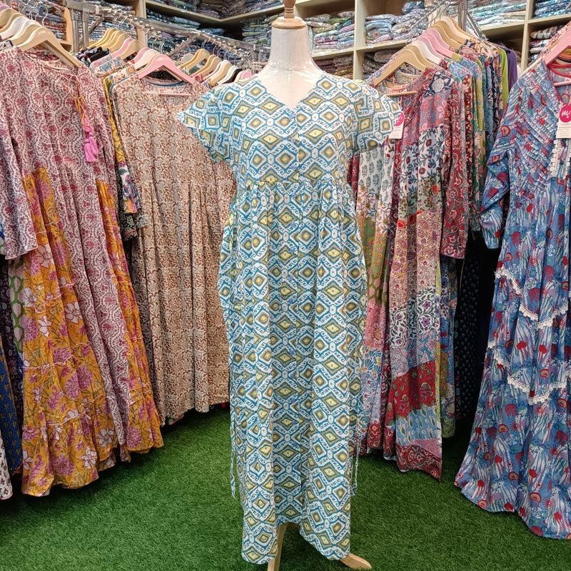 12-13 Year Precious Printed Cotton Girls Dress 50" Long Jalabiya