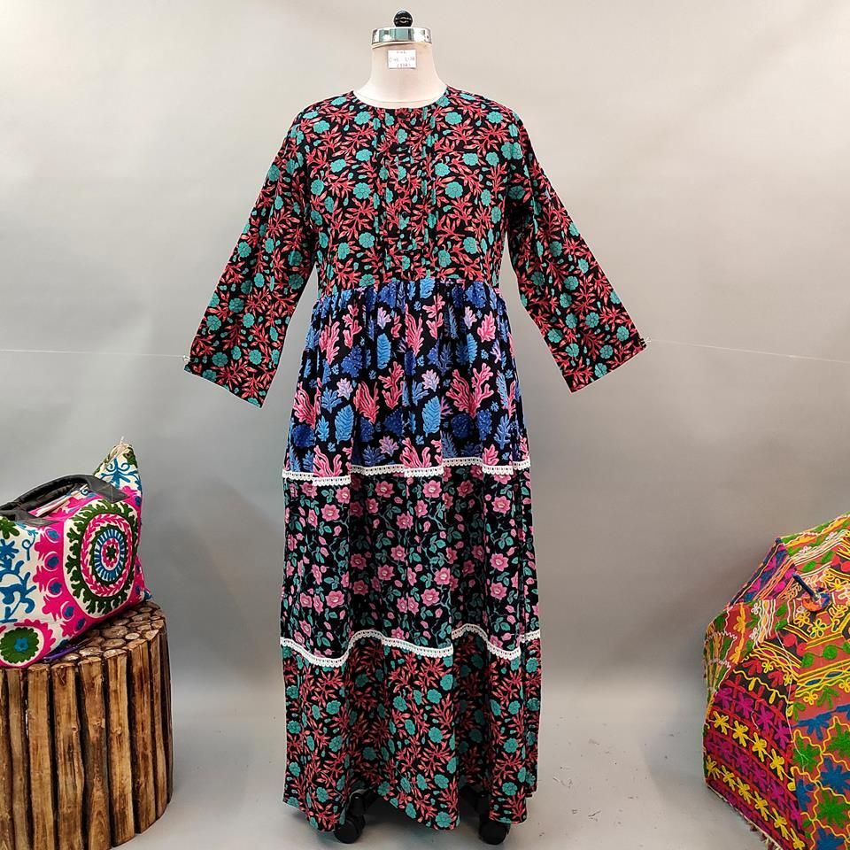 L/XL Special Printed Cotton Dress 58" Long Jalabiya