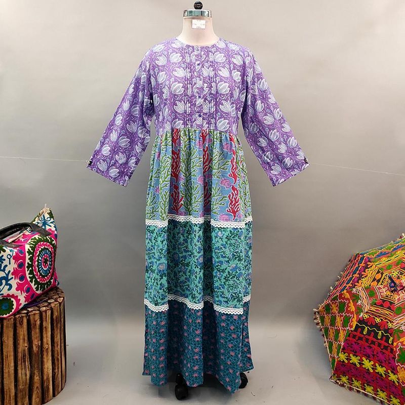 L/XL Special Printed Cotton Dress 58" Long Jalabiya