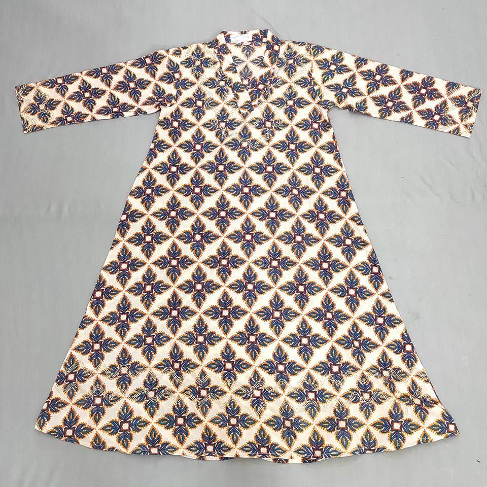 6-7 Year Teena Printed Cotton Girls Dress 34" Long Jalabiya