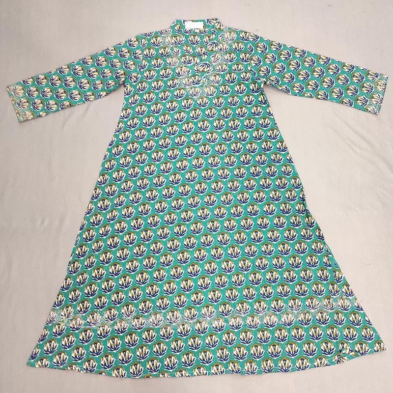 6-7 Year Teena Printed Cotton Girls Dress 38'' Long Jalabiya