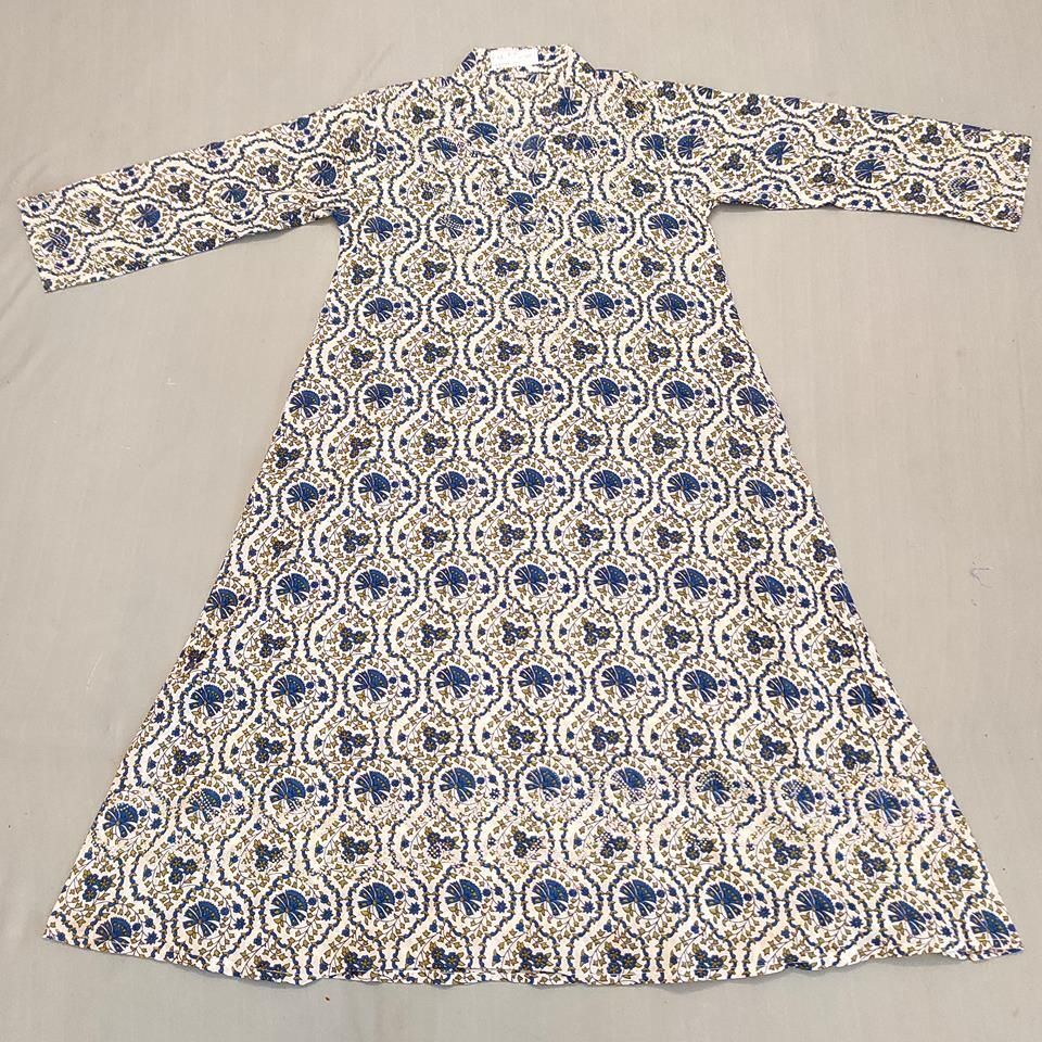 6-7 Year Teena Printed Cotton Girls Dress 38" Long Jalabiya