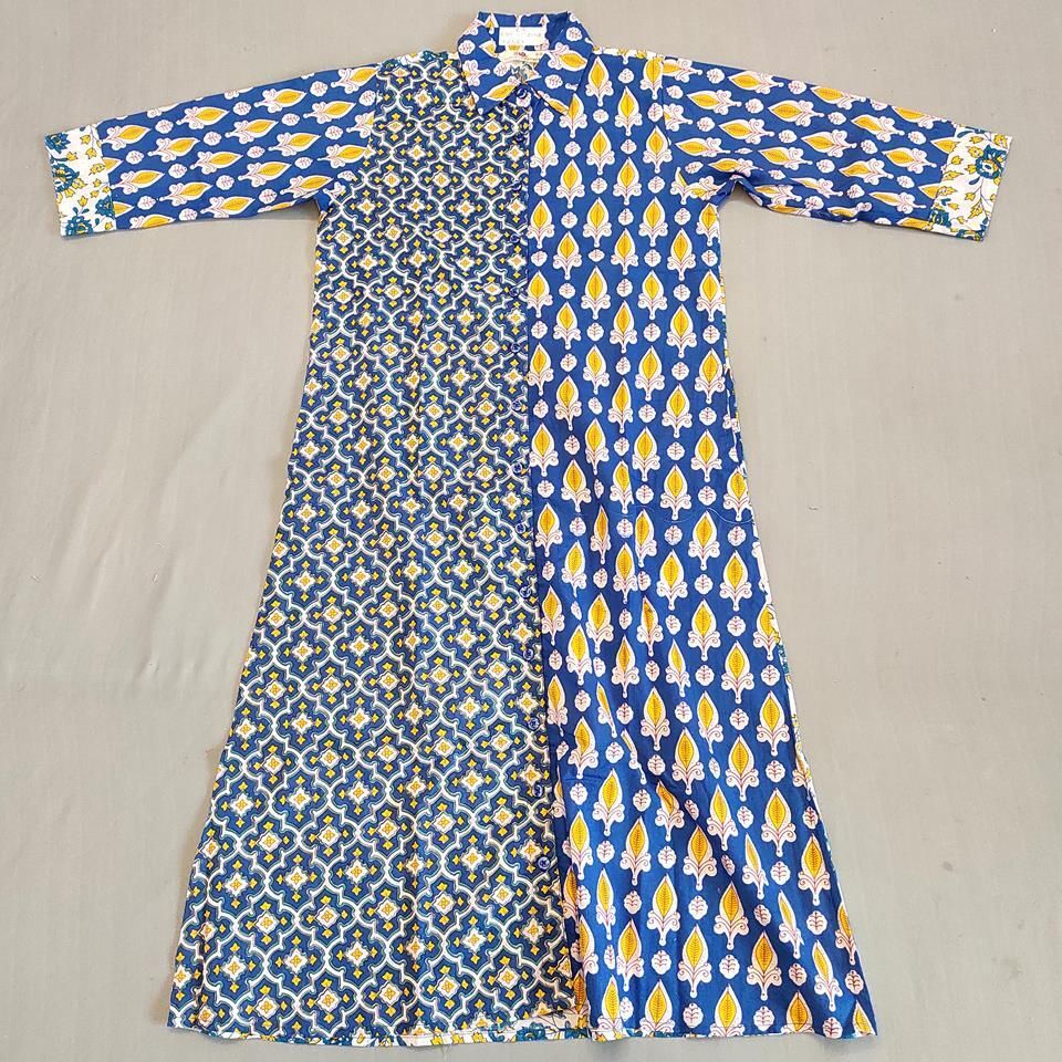 8-9 Year Singapore Printed Cotton Girls Dress 42" Long Jalabiya