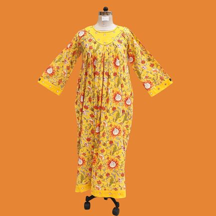 XS/S Lara Printed Cotton Dress 54" Long Jalabiya