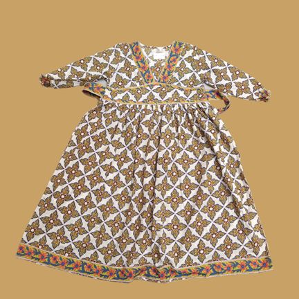 8-9 Year Haima Printed Cotton Girls Dress 42" Long Jalabiya