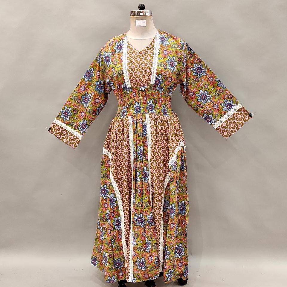 2XL/3XL Yara Printed Cotton Dress 56" Long Jalabiya