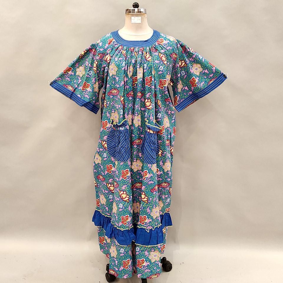 2XL/3XL Nawaar Printed Cotton Dress 56" Short Sleeves Jalabiya