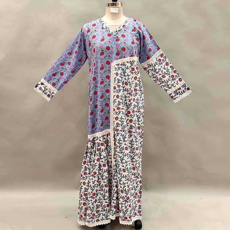 S/M Yuna Printed Cotton Dress 57" Long Jalabiya