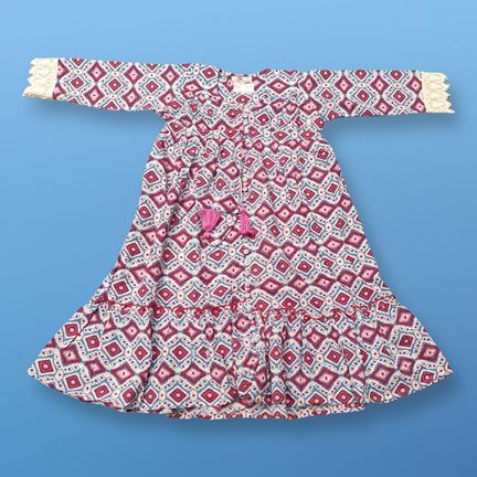 4-5 Year Ari Printed Cotton Girls Dress 34" Long Jalabiya