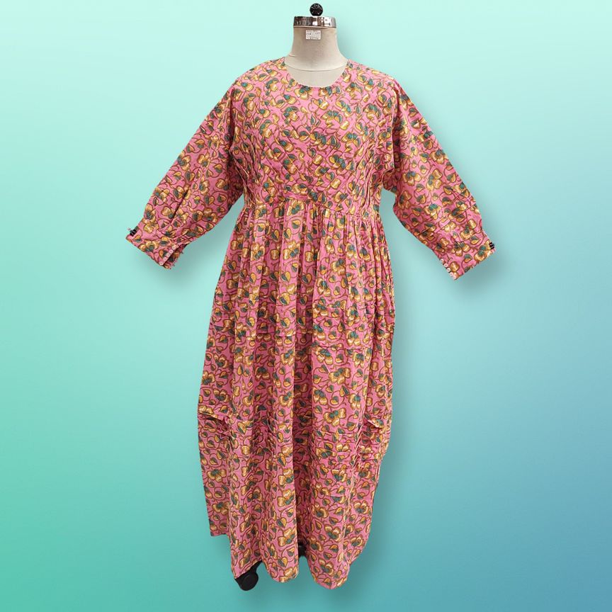 2XL/3XL Dana Printed Cotton Dress 57" Long Jalabiya