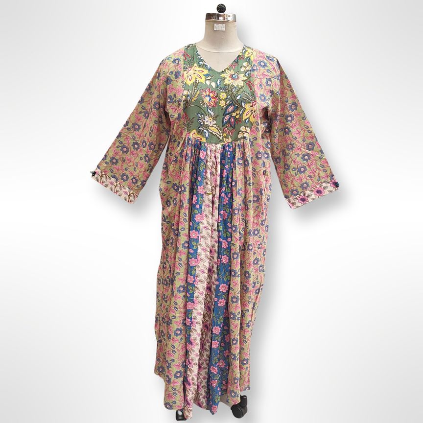 2XL/3XL Kausar Printed Cotton Dress 57" Long Jalabiya