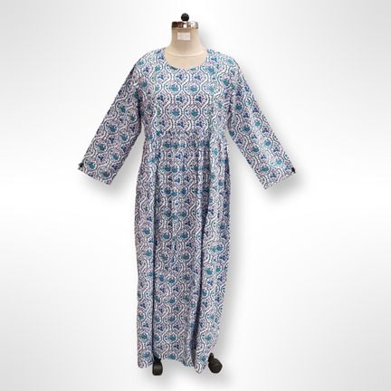 2XL/3XL Primrose Printed Cotton Dress 57" Long Jalabiya
