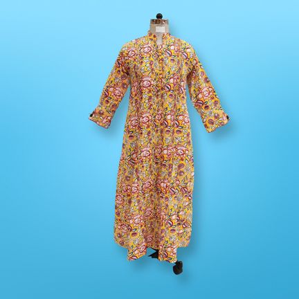 XS/S Warina Printed Cotton  Dress 54" Long Jalabiya