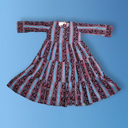 4-5 Year Abiya Printed Cotton Girls Dress 33" Long Jalabiya