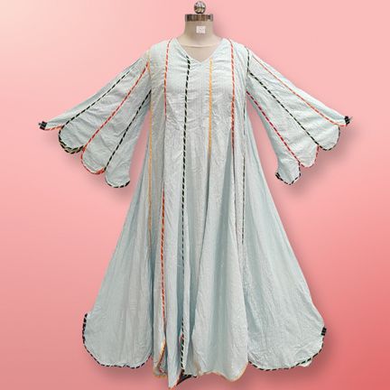 S/M  Meher Crystal White Cotton  Dress 57" Long Jalabiya