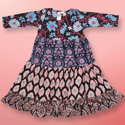 2-3 Year Cindrella Printed Cotton Girls Dress 30" Long Jalabiya