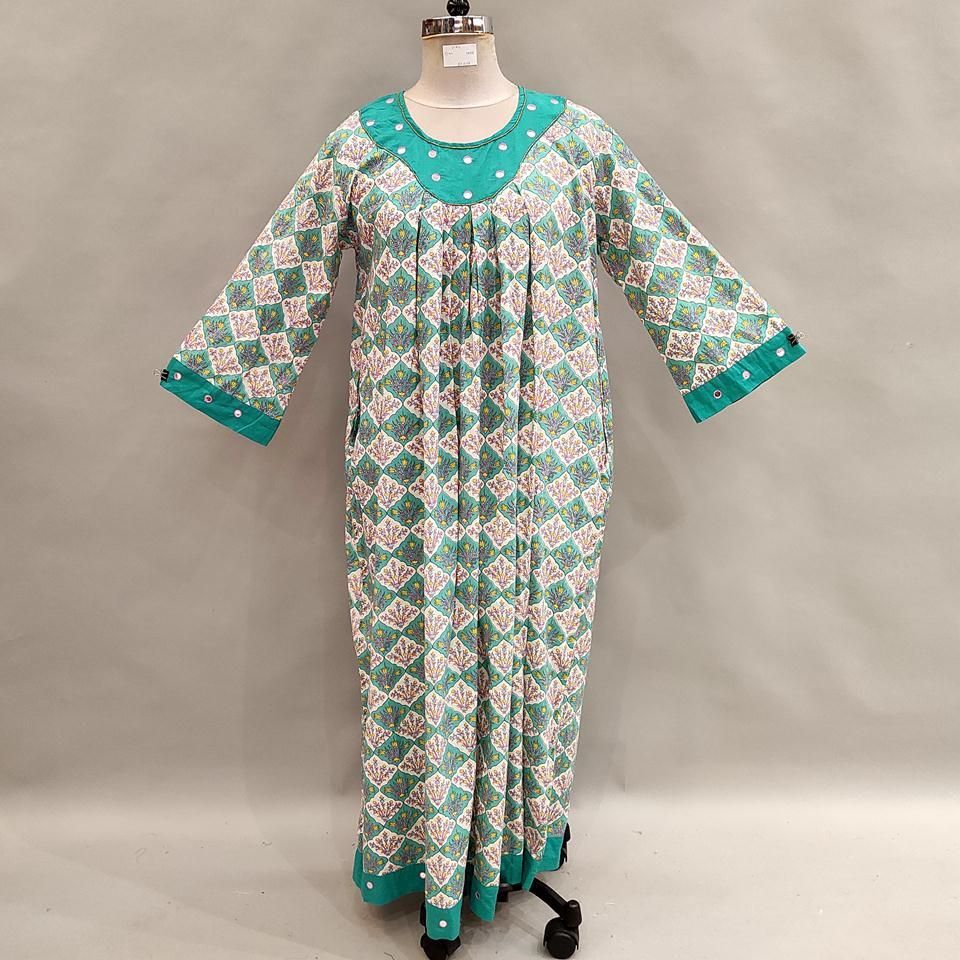 L/XL Lara Printed Cotton Dress 58" Long Jalabiya