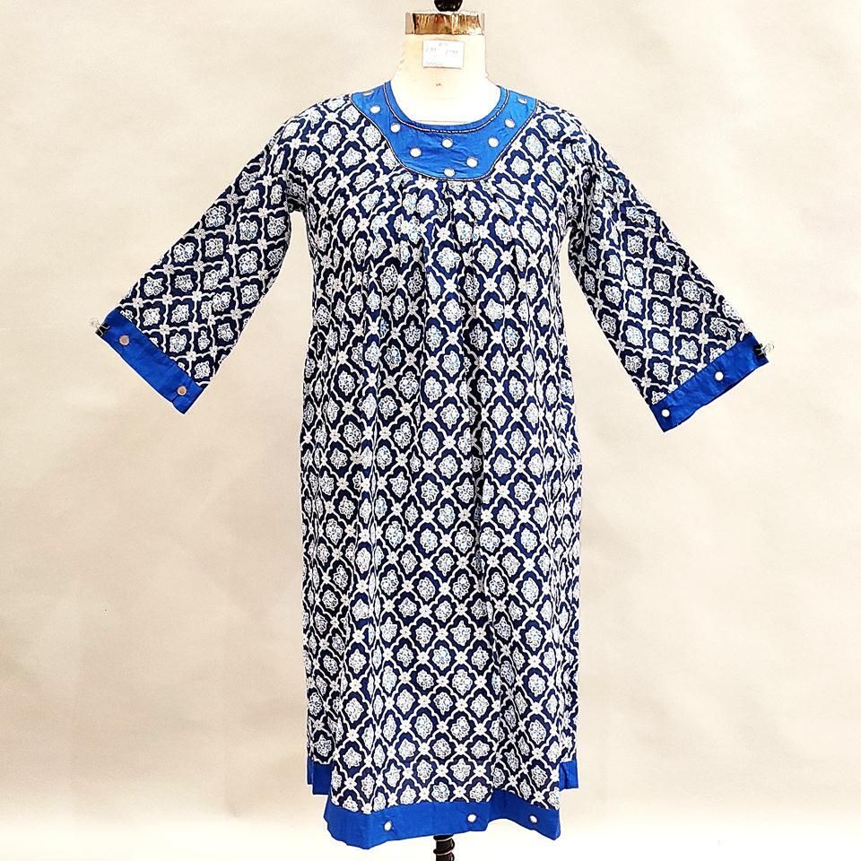 8-9 Year Lara Printed Cotton Girls Dress 42" Long Jalabiya