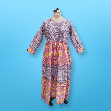 2XL/3XL Dana Printed Cotton Dress 57" Long Jalabiya