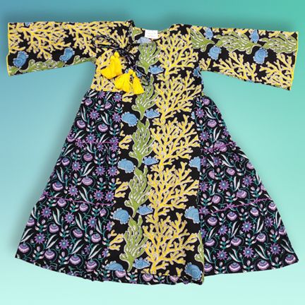 6-7 Year Cindrella Printed Cotton Girls Dress 38" Long Jalabiya