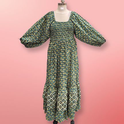 2XL/3XL Neha Printed Cotton Dress 57" Long Jalabiya