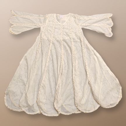 8-9 Year Meher Crystal White Cotton Girls Dress 42" Long Jalabiya