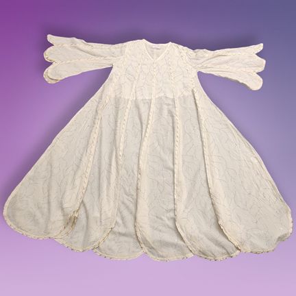 10-11 Year Meher Crystal White Cotton Girls Dress 45" Long Jalabiya