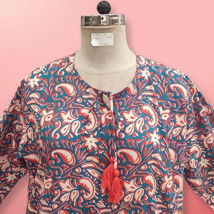 4XL/5XL Amaara Printed Cotton  Dress 57" Long Jalabiya